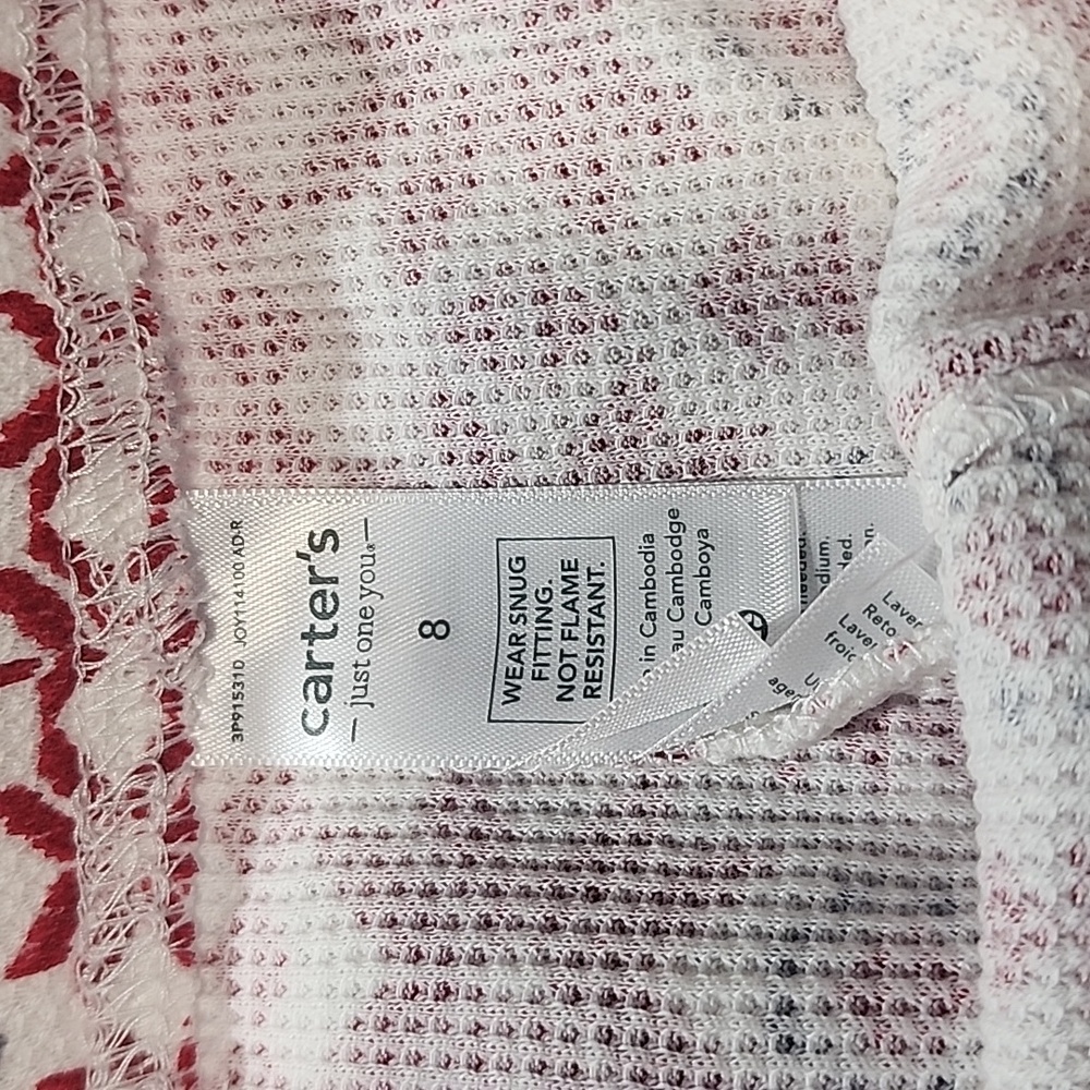 Carter's Christmas Red and White Girls Pajama Set 8 - Picture 5 of 7